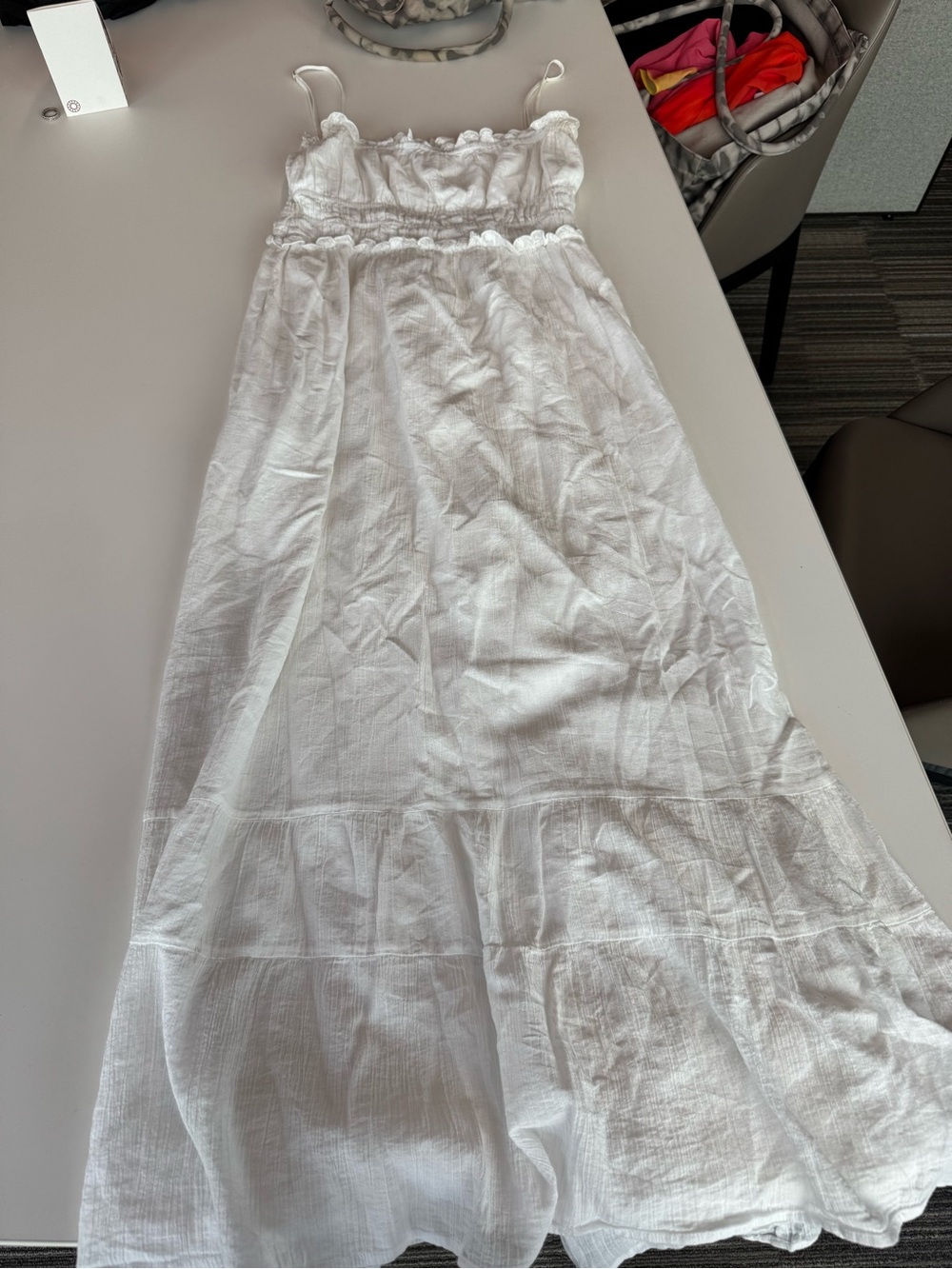 White Zara ruffled maxi dress